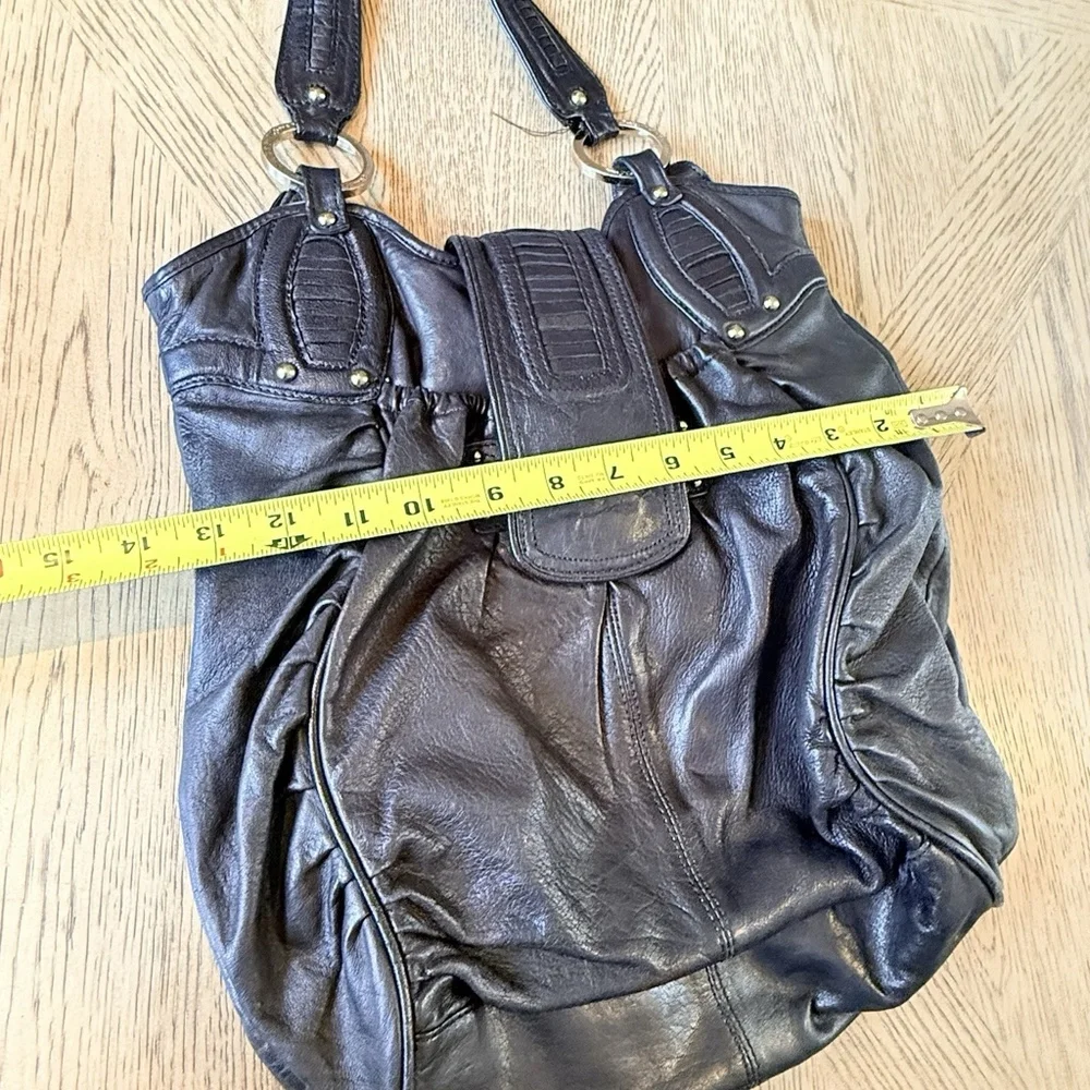 Junior Drake black leather hobo handbag Black